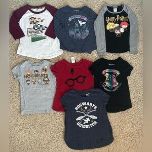 Lot of 7 Harry Potter Hogwarts Girls Size S Small 6/6X Shirts Chibi Hedwig